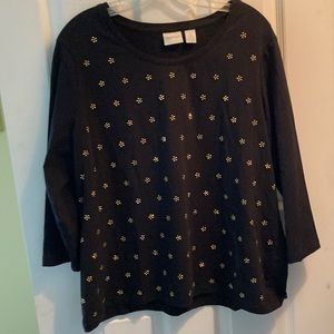 Black embellished tee shirt from Chicos sz3